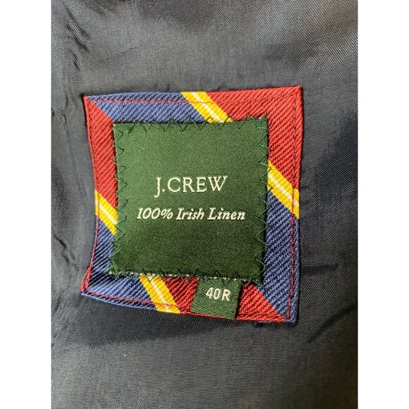 VTG 2007 J.Crew Mens 100% Irish Linen Navy Blue Blazer Jacket 40R RV10317 - Picture 4 of 13